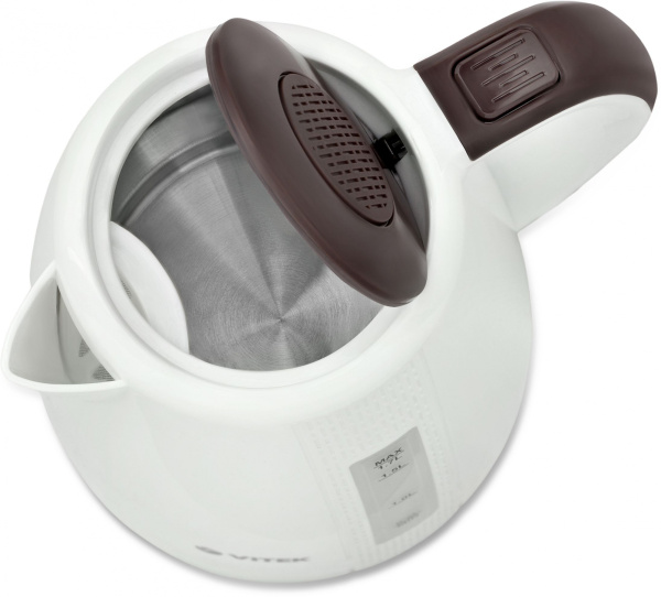 Чайник электрический Vitek VT-7055 1.7л. 2150Вт белый/коричневый (корпус: пластик)