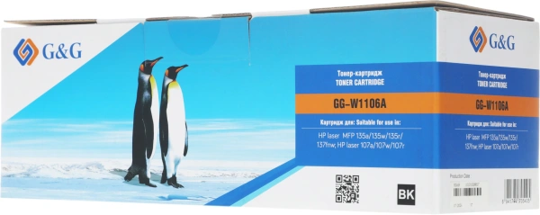 Картридж лазерный G&G GG-W1106A черный (1000стр.) для HP Laser 107a/107r/107w/135a MFP/135r MFP/135w MFP/137fnw MFP