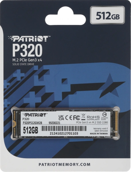 Накопитель SSD Patriot PCIe 3.0 x4 512GB P320P512GM28 P320 M.2 2280