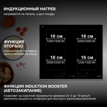 Индукционная варочная поверхность Hyundai HHI 6772 BG черный