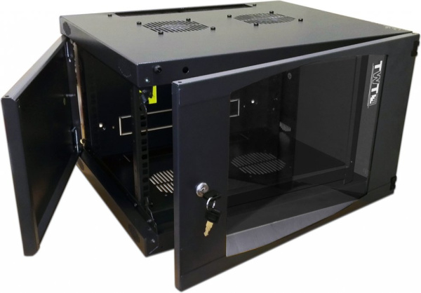 Шкаф коммутационный Lanmaster Next (TWT-CBWNG-18U-6X4-BK) настенный 18U 550x450мм пер.дв.стекл 60кг черный IP20