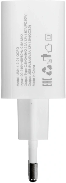 Сетевое зар./устр. Wiiix UNN-4-2-01-QC 3A+2.4A (PD+QC) USB-C/USB-A универсальное белый