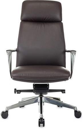 Кресло руководителя Бюрократ _VEGA коричневый кожа крестов. алюминий