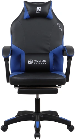 Кресло игровое Оклик Cooldown черный/синий сиденье черный/синий искусст.кожа/сетка с подголов. крест