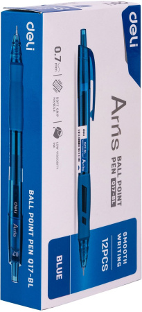 Ручка шариков. автоматическая Deli Arris EQ17-BL синий d=0.7мм син. черн. резин. манжета