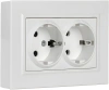 Розетка силов. IEK Brite РСш12-3-БрБ BR-R24-16-K01-F 2розет. двойн. скрыт. зазем. штор. IP20 белый (упак.:1шт)
