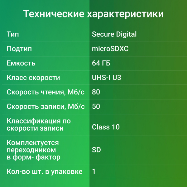 Флеш карта microSDXC 64Gb Class10 Digma CARD30 + adapter