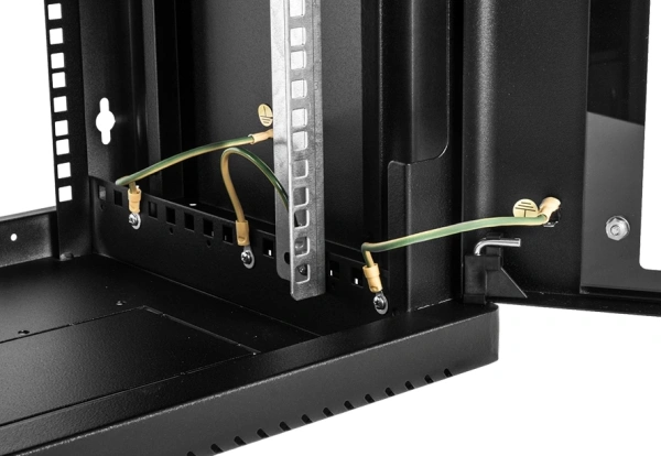 Шкаф коммутационный ЦМО (ШРН-9.350-9005) настенный 9U 600x350мм пер.дв.стекл 200кг черный 300мм 180град.