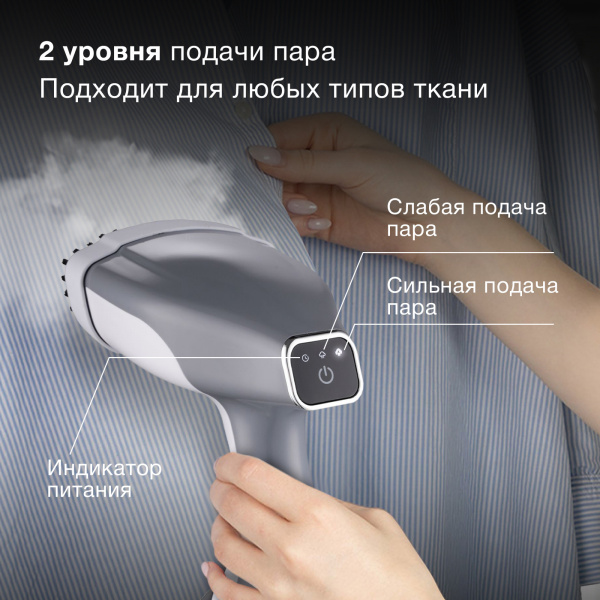 Отпариватель ручной Hyundai H-HS03100 1500Вт белый/серый