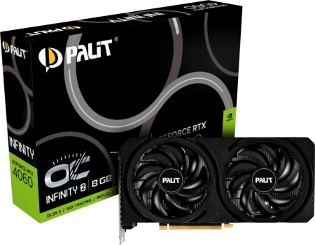 Видеокарта Palit PCI-E 4.0 RTX4060 INFINITY 2 OC NV RTX4060 8Gb 128bit GDDR6 1830/17000/HDMIx1/DPx3/