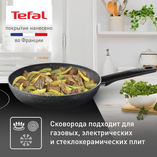 Сковорода Tefal Natural Cook 04213124 круглая 24см ручка несъемная (без крышки) серый
