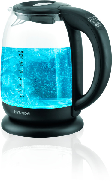Чайник электрический Hyundai HYK-S3809 1.7л. 2200Вт черный (корпус: стекло)