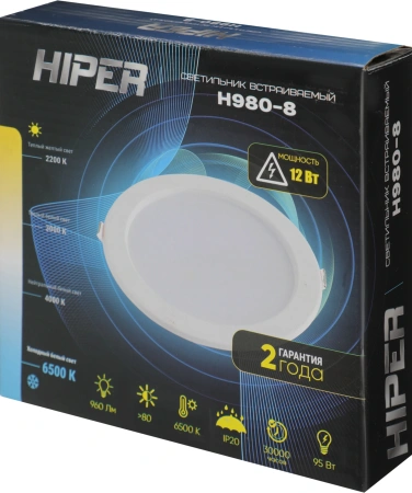 Светильник Hiper H980-8 12Вт 6500K цв.св.:белый холодный белый