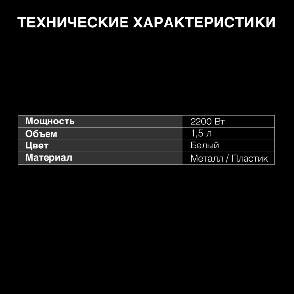 Чайник электрический Hyundai HYK-S5508 1.5л. 2200Вт белый (корпус: металл/пластик)