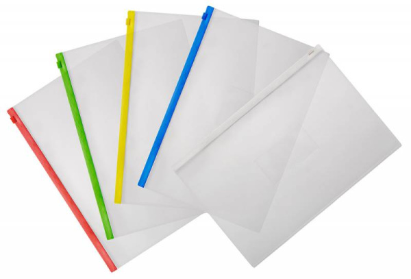 Папка на молнии ZIP Бюрократ -BPM4AGRN A4+ полипропилен 0.15мм карм.для визит. цвет молнии зеленый