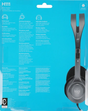 Наушники с микрофоном Logitech H111 серый 2.35м накладные (981-000588)