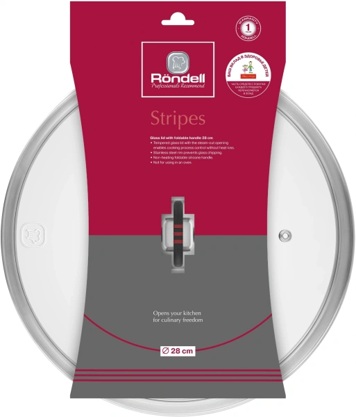 Крышка Rondell Stripes RDA-1622 d=28см крыш.прозрачный руч.серая