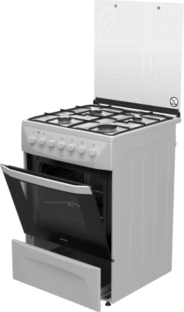 Плита Комбинированная Darina 1D КM 141 308 W белый/черный (стеклянная крышка) реш.сталь