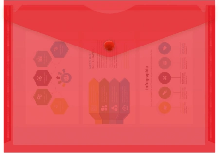 Конверт на кнопке Бюрократ -PK804A5RED A5 пластик 0.18мм красный