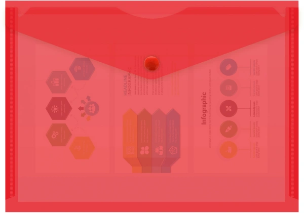 Конверт на кнопке Бюрократ -PK804A5RED A5 пластик 0.18мм красный
