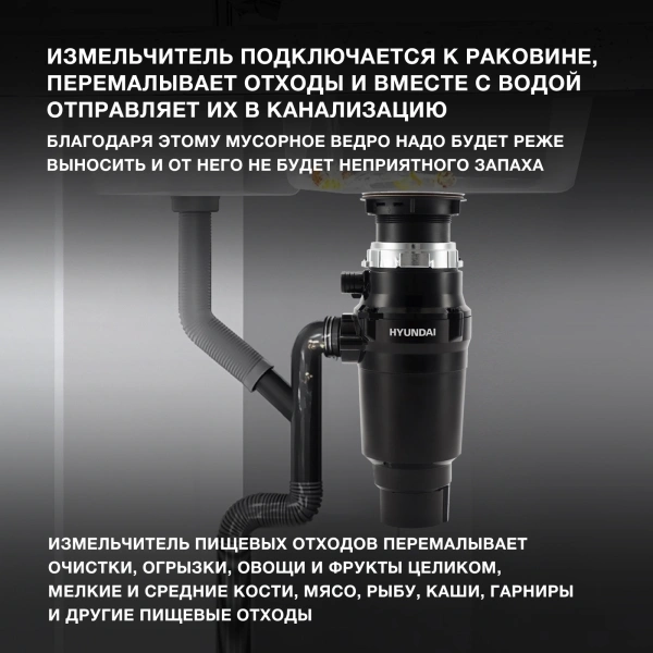 Измельчитель Hyundai HFWD 10390 390Вт черный/черный