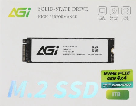 Накопитель SSD AGi PCIe 4.0 x4 1TB AGI1T0G44AI828 AI828 M.2 2280