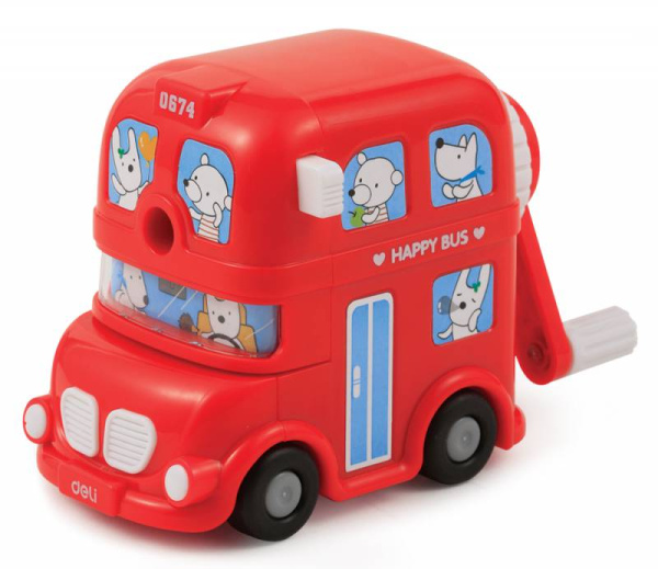 Точилка для карандашей механическая Deli BUS E0674 1 отверстие пластик ассорти коробка