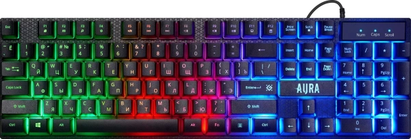 Клавиатура + мышь Defender Aura MKP-117 клав:черный мышь:черный USB slim LED (52117)