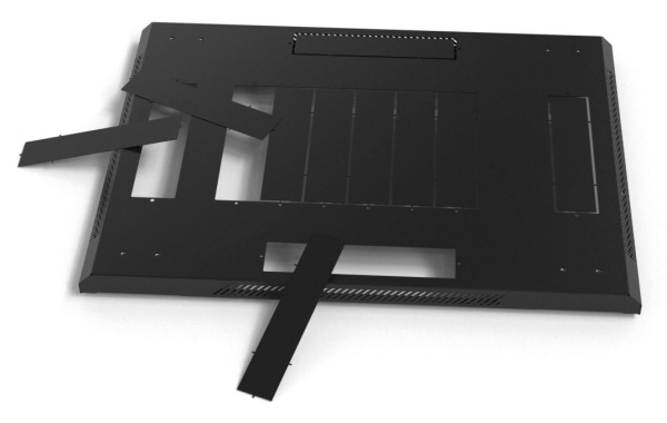 Шкаф коммутационный Hyperline (TTB-2266-AS-RAL9004) напольный 22U 600x600мм пер.дв.стекл задн.дв.спл.стал.лист 2 бок.пан. 800кг черный 510мм 1166мм IP20 сталь