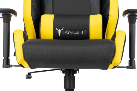 Кресло игровое Knight Thunder 5X черный/желтый эко.кожа крестов. металл