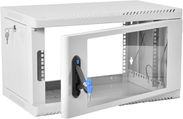 Шкаф коммутационный ЦМО (ШРН-6.350) настенный 6U 600x350мм пер.дв.стекл 200кг серый 300мм 180град.
