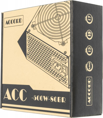 Блок питания Accord ATX 500W ACC-500W-80BR 80+ bronze (24+4+4pin) 120mm fan 6xSATA RTL