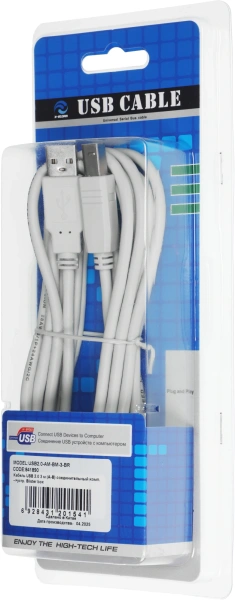 Кабель Ningbo USB2.0-AM-BM-3-BR USB A(m) USB B(m) 3м блистер
