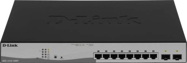 Коммутатор D-Link DGS-1210-10MP/FL 8G 2SFP 8PoE+ 130W управляемый