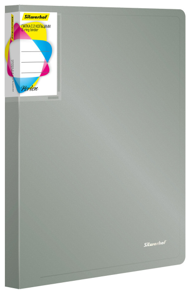 Папка на 2-х кольцах Silwerhof Perlen 271957-77 A4 1мм кор.38мм внутр. с вставкой серебристый металлик