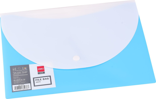 Конверт на кнопке Deli E38978 A5 гориз. расшир. полипропилен 0.18мм ассорти