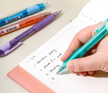 Набор ручек гелев. Deli Arris (EG09-BK-P) авт. корп.прозрачный/серый d=0.5мм чернила черн. кор.карт.