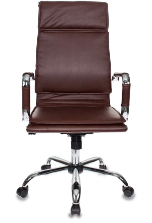 Кресло руководителя Бюрократ Ch-993 коричневый эко.кожа крестов. металл хром