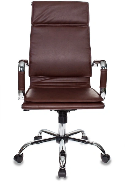 Кресло руководителя Бюрократ Ch-993 коричневый эко.кожа крестов. металл хром