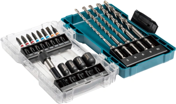 Набор бит и сверл Makita E-07026 по бет/кирп (18пред.) для шуруповертов/дрелей
