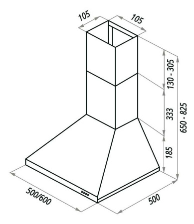 Вытяжка каминная Maunfeld Aire 60 белый управление: кнопочное (1 мотор)