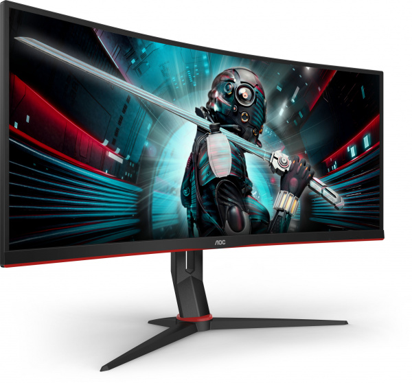 Монитор AOC 34" Gaming CU34G2X черный/красный VA LED 1ms 21:9 HDMI матовая HAS 300cd 178гр/178гр 3440x1440 144Hz DP FHD USB 8.1кг
