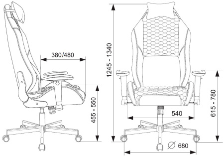 Кресло игровое Knight Neon черный соты эко.кожа с подголов. крестов. металл
