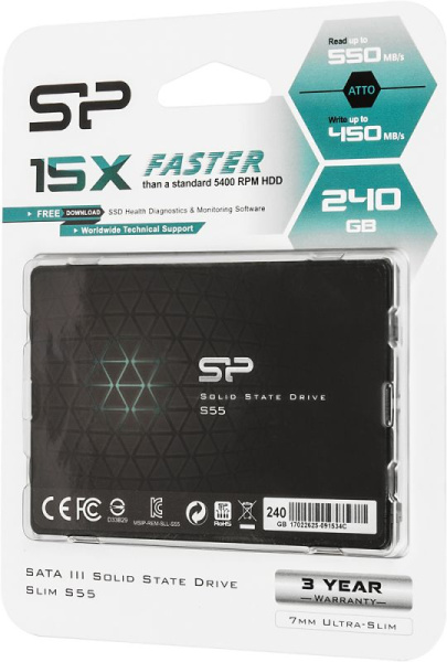 Накопитель SSD Silicon Power SATA III 240Gb SP240GBSS3S55S25 Slim S55 2.5"
