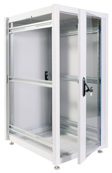 Шкаф коммутационный ЦМО (ШТК-Э-24.6.6-13АА) напольный 24U 600x600мм пер.дв.стекл металл 2 бок.пан. направл.под закл.гайки 540кг серый 515мм 51кг 180град. 1187мм IP20 сталь