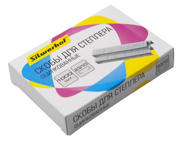 Скобы для степлера 23/10 Silwerhof оцинкованные кор.карт. (упак.:1000шт.)