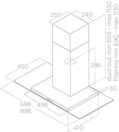 Вытяжка каминная Elica Flat Glass IX/A/90 нержавеющая сталь управление: кнопочное (1 мотор)
