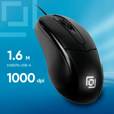 Мышь Оклик 305M черный оптическая (1000dpi) USB (3but)