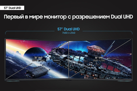 Монитор Samsung 57" S57CG952NI VA Dual UHD чер HDMI DP USB HAS Piv 240Hz 420cd In Cur