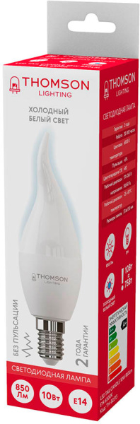 Лампа светодиодная Thomson TH-B2313 10Вт цок.:E14 свеча 220B 6500K св.свеч.бел.хол. Tail Candle (упак.:1шт)